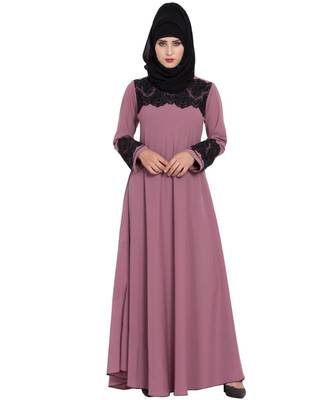 Pink Plain Nida Abaya 1