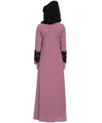 Pink Plain Nida Abaya 4