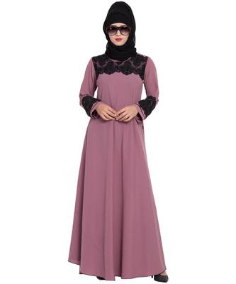 Pink Plain Nida Abaya 6