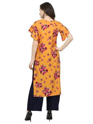 Yellow Printed Rayon Kurti 4