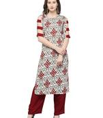 White Printed Rayon Kurti