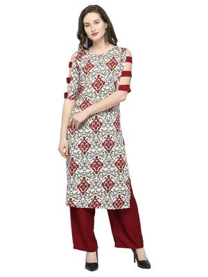 White Printed Rayon Kurti 2