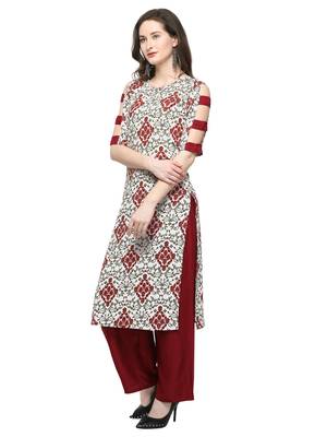 White Printed Rayon Kurti 3