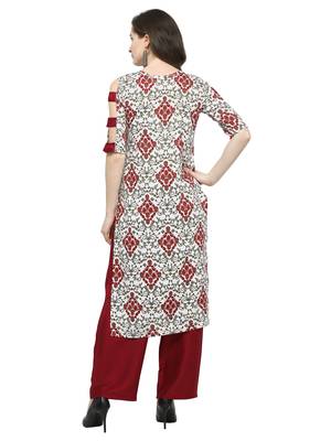 White Printed Rayon Kurti 4