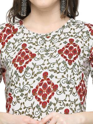 White Printed Rayon Kurti 5