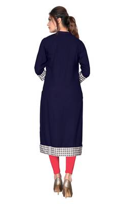 Navy Blue Color Rayon Straight Kurti 2