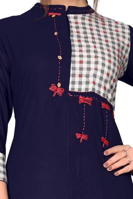 Navy Blue Color Rayon Straight Kurti 5