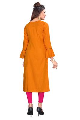 Dark Orange Color Rayon Straight Kurti 2