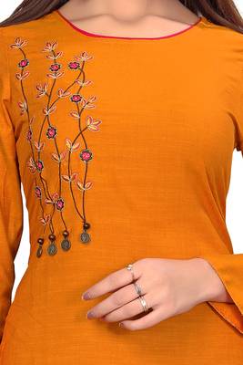 Dark Orange Color Rayon Straight Kurti 5