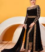 Black Embroidered Georgette Salwar With Dupatta