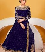 Blue Embroidered Georgette Salwar With Dupatta