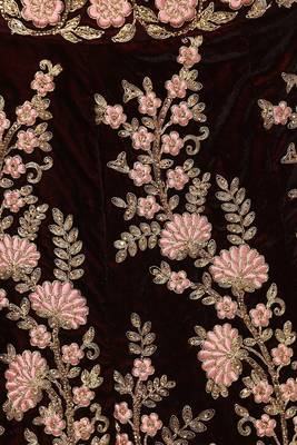 Exotic Maroon Colored Wedding Wear Embroidered Pure Velvet Lehenga Choli 3