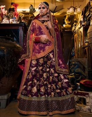 Glowing Purple Embroidered Designer Lehenga Choli For Wedding 1
