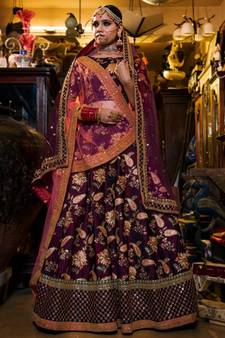 Glowing Purple Embroidered Designer Lehenga Choli For Wedding