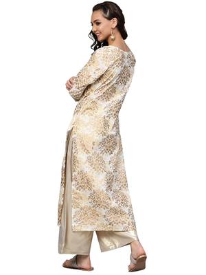 Off White women's Straight Cotton Kurta 3