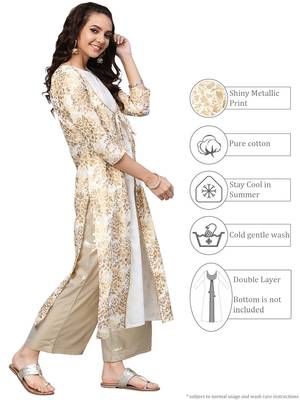 Off White women's Straight Cotton Kurta 5