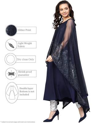 Women's A-Line, Double Layerd Crepe Kurta 2