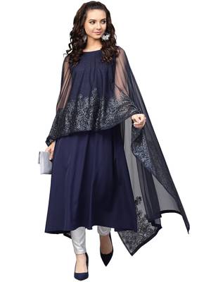 Women's A-Line, Double Layerd Crepe Kurta 4