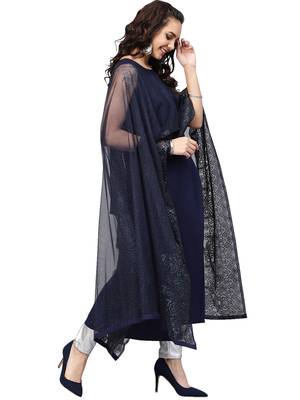 Women's A-Line, Double Layerd Crepe Kurta 5