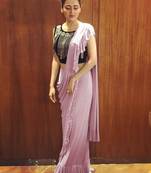 Light pink plain georgette saree with blouse