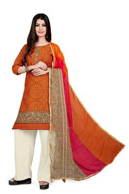 Orange printed cotton salwar 1