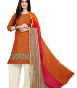Orange printed cotton salwar