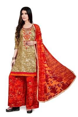 Cream printed cotton salwar 1