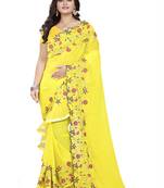 Yellow Embroidered Georgette Saree With Blouse