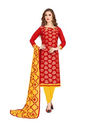 Red Woven Salwar With Dupatta 1