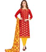 Red Woven Salwar With Dupatta