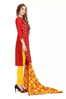 Red Woven Salwar With Dupatta
