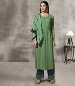 Partywear Green Rayon Printed Stitched Kurti
