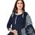 Navy Blue & Grey Printed Women's Unstitched Salwar Suits dress material with Dupatta