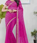 Pink printed brasso saree with blouse