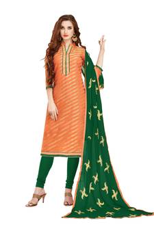 Orange Woven  Salwar With Dupatta