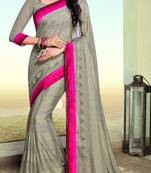 Grey printed brasso saree with blouse