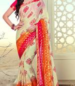 Multicolor printed brasso saree with blouse
