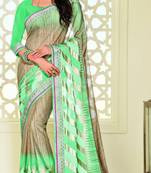 Golden printed brasso saree with blouse