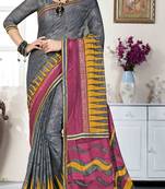 Grey printed brasso saree with blouse