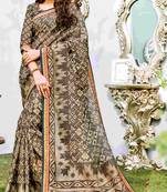 Black printed brasso saree with blouse