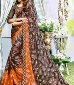 Multicolor printed brasso saree with blouse