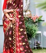 Multicolor printed brasso saree with blouse