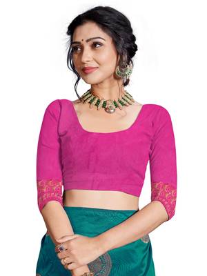 Green woven banarasi saree with blouse 3