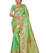 Green woven banarasi saree with blouse