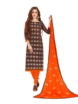 Brown Woven Salwar With Dupatta 1