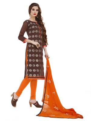 Brown Woven Salwar With Dupatta 2