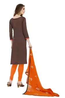Brown Woven Salwar With Dupatta