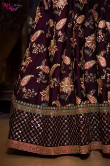 Glowing Purple Embroidered Designer Lehenga Choli For Wedding