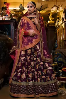 Glowing Purple Embroidered Designer Lehenga Choli For Wedding