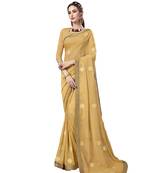 Beige embroidered chiffon saree with blouse